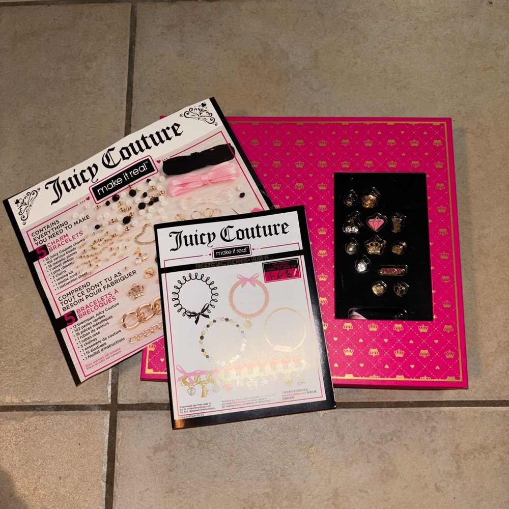 Juicy Couture Charm Bracelet Making Kit Pink and Gold Jewelry Kit Cute NIB